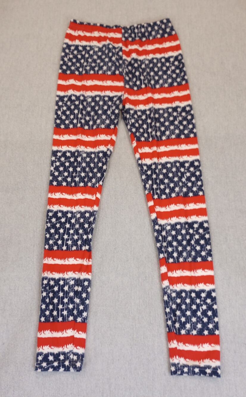 Yelete Activewear Patriotic Leggings One Size Stars Stripes Excellent